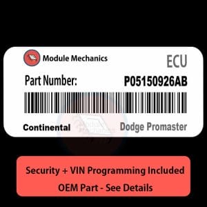 P05150926AB ECU with PROGRAMMING - VIN & Security | Dodge Promaster  | ECM PCM Engine Control Computer OEM