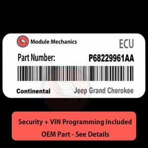 P68229961AA ECU with PROGRAMMING - VIN & Security | Jeep Grand Cherokee  | ECM PCM Engine Control Computer OEM