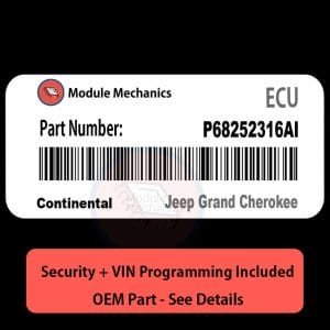 P68252316AI ECU with PROGRAMMING - VIN & Security | Jeep Grand Cherokee  | ECM PCM Engine Control Computer OEM