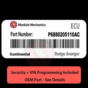 P6880205110AC ECU with PROGRAMMING - VIN & Security | Dodge Avenger  | ECM PCM Engine Control Computer OEM