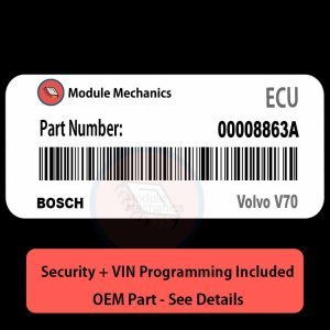 00008863A ECU with PROGRAMMING - VIN & Security | Volvo V70  | ECM PCM Engine Control Computer OEM