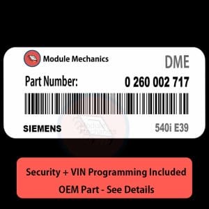 0 260 002 717 ECU with PROGRAMMING - VIN & Security | 540i E39 | ECM DME Engine Control Computer OEM