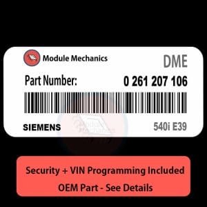 0 261 207 106 ECU with PROGRAMMING - VIN & Security | 540i E39 | ECM DME Engine Control Computer OEM