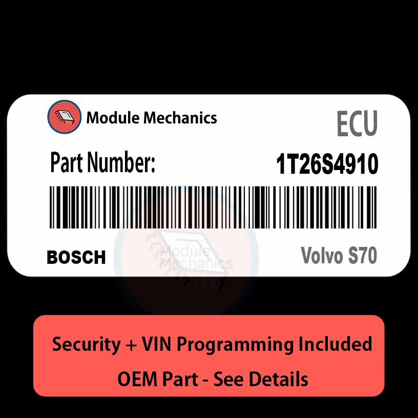 1T26S4910 ECU with PROGRAMMING - VIN & Security | Volvo S70 | ECM PCM Engine Control Computer OEM 1T26S4910 ECU with PROGRAMMING - VIN & Security | Volvo S70 | ECM PCM Engine Control Computer OEM