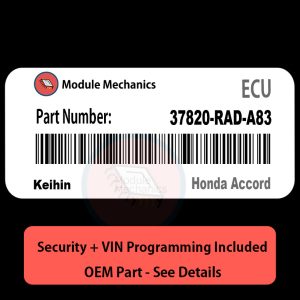 37820-RAD-A83 / Factory ECU with PROGRAMMING - VIN & Security | Honda Accord | ECM PCM Engine Control Computer OEM