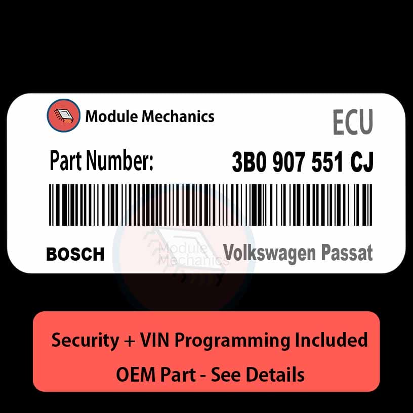 3B0 907 551 CJ ECU with PROGRAMMING - VIN & Security | Volkswagen Passat | ECM PCM Engine Control Computer OEM 3B0 907 551 CJ ECU with PROGRAMMING - VIN & Security | Volkswagen Passat | ECM PCM Engine Control Computer OEM