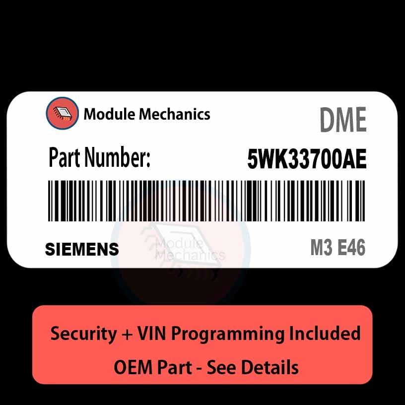 5WK33700AE ECU with PROGRAMMING - VIN & Security | M3 E46 | ECM DME Engine Control Computer OEM 5WK33700AE ECU with PROGRAMMING - VIN & Security | M3 E46 | ECM DME Engine Control Computer OEM