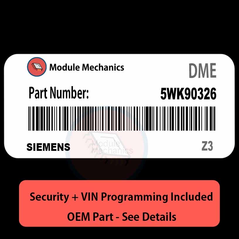 5WK90326 ECU with PROGRAMMING - VIN & Security | Z3 | ECM DME Engine Control Computer OEM 5WK90326 ECU with PROGRAMMING - VIN & Security | Z3 | ECM DME Engine Control Computer OEM