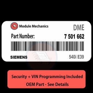 7 501 662 ECU with PROGRAMMING - VIN & Security | 540i E39 | ECM DME Engine Control Computer OEM