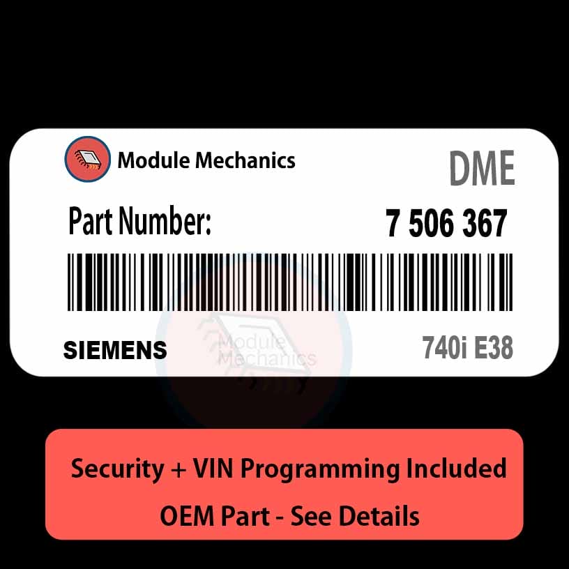 7 506 367 ECU with PROGRAMMING - VIN & Security | 740i E38 | ECM DME Engine Control Computer OEM 7 506 367 ECU with PROGRAMMING - VIN & Security | 740i E38 | ECM DME Engine Control Computer OEM