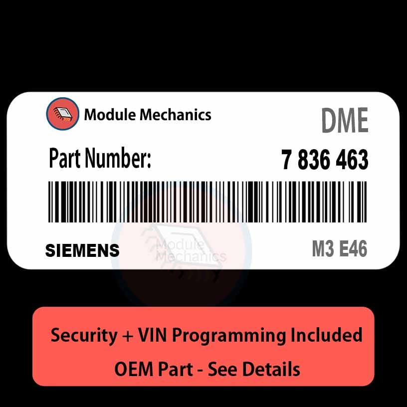 7 836 463 ECU with PROGRAMMING - VIN & Security | M3 E46 | ECM DME Engine Control Computer OEM 7 836 463 ECU with PROGRAMMING - VIN & Security | M3 E46 | ECM DME Engine Control Computer OEM