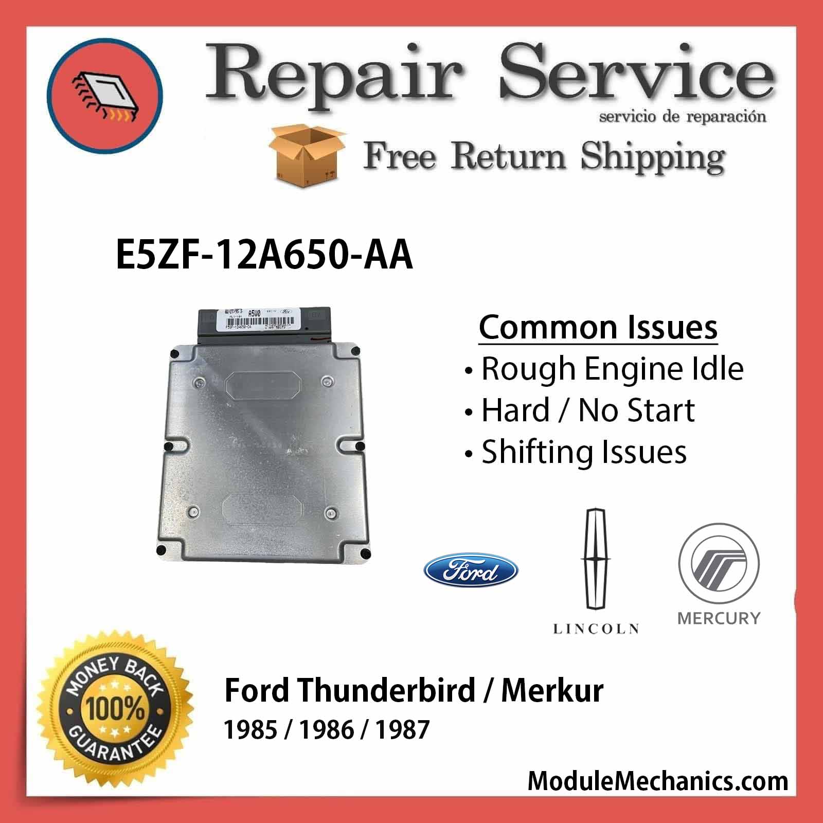 E5ZF-12A650-AA ECU - Repair Service | Ford Thunderbird / Merkur | ECM PCM Engine Control Computer OEM E5ZF-12A650-AA ECU - Repair Service | Ford Thunderbird / Merkur | ECM PCM Engine Control Computer OEM