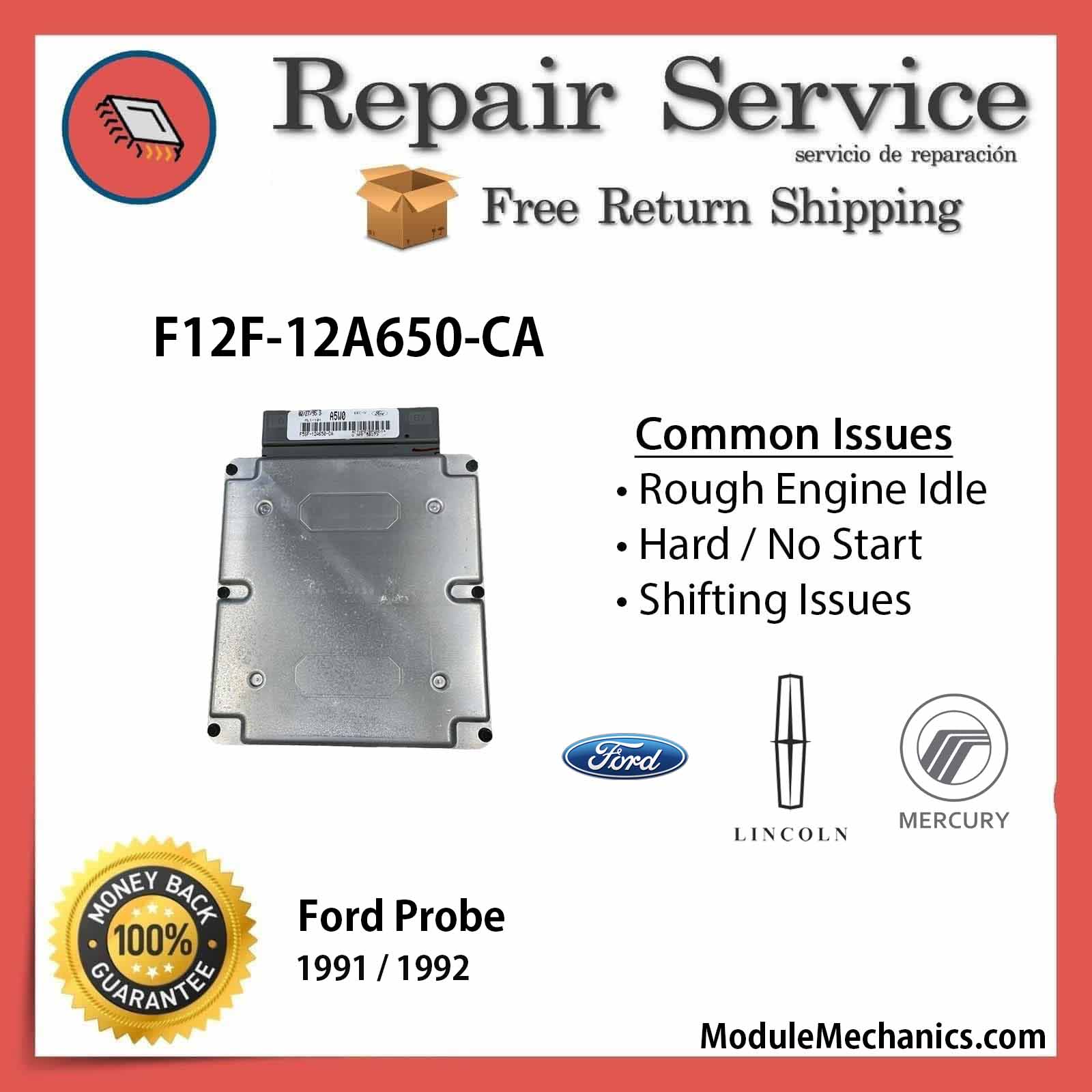 F12F-12A650-CA ECU - Repair Service | Ford Probe | ECM PCM Engine Control Computer OEM F12F-12A650-CA ECU - Repair Service | Ford Probe | ECM PCM Engine Control Computer OEM