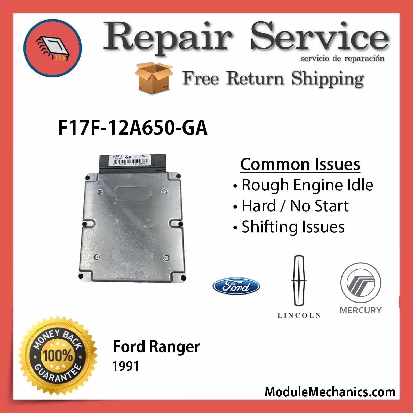 F17F-12A650-GA ECU - Repair Service | Ford Ranger | ECM PCM Engine Control Computer OEM F17F-12A650-GA ECU - Repair Service | Ford Ranger | ECM PCM Engine Control Computer OEM
