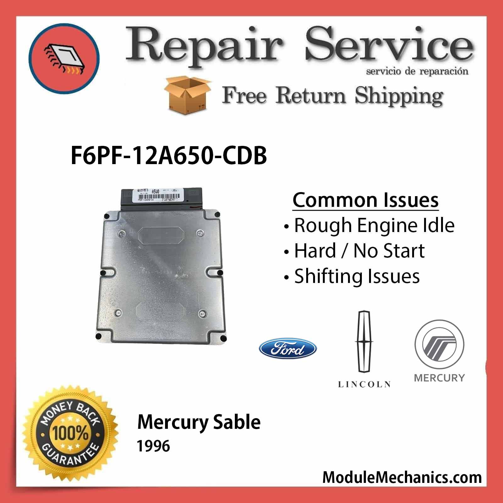 F6PF-12A650-CDB ECU - Repair Service | Mercury Sable | ECM PCM Engine Control Computer OEM F6PF-12A650-CDB ECU - Repair Service | Mercury Sable | ECM PCM Engine Control Computer OEM