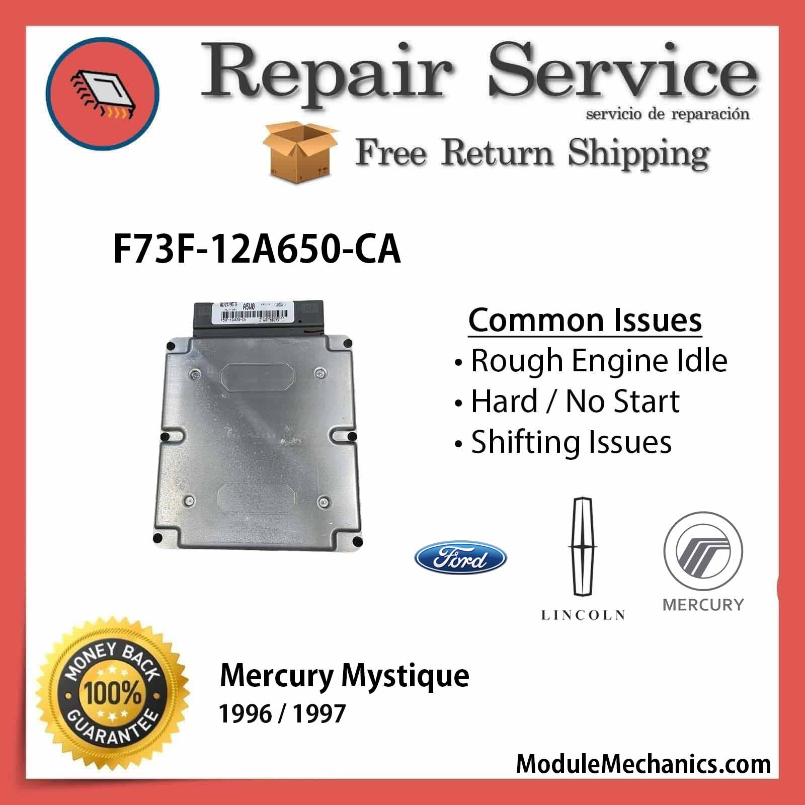 F73F-12A650-CA ECU - Repair Service | Mercury Mystique | ECM PCM Engine Control Computer OEM F73F-12A650-CA ECU - Repair Service | Mercury Mystique | ECM PCM Engine Control Computer OEM