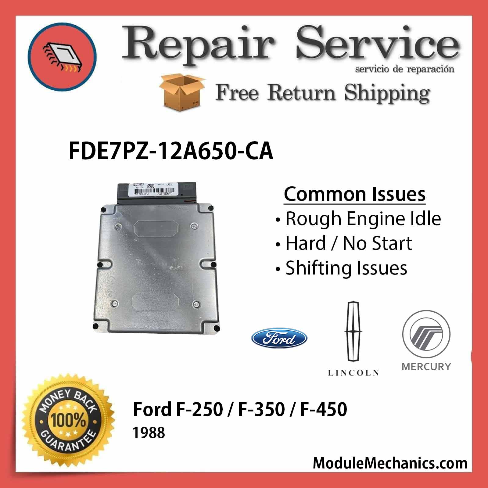 FDE7PZ-12A650-CA ECU - Repair Service | Ford F-250 / F-350 / F-450 | ECM PCM Engine Control Computer OEM FDE7PZ-12A650-CA ECU - Repair Service | Ford F-250 / F-350 / F-450 | ECM PCM Engine Control Computer OEM