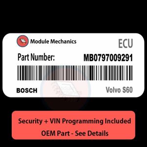 MB0797009291 ECU with PROGRAMMING - VIN & Security | Volvo S60  | ECM PCM Engine Control Computer OEM
