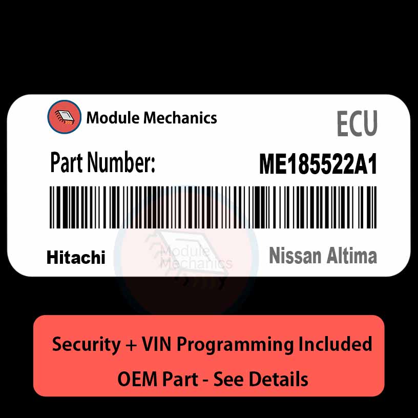 ME185522A1 ECU with PROGRAMMING - VIN & Security | Nissan Altima | ECM PCM Engine Control Computer OEM ME185522A1 ECU with PROGRAMMING - VIN & Security | Nissan Altima | ECM PCM Engine Control Computer OEM