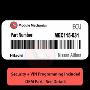 MEC115-031   ECU with PROGRAMMING - VIN & Security | Nissan Altima  | ECM PCM Engine Control Computer OEM