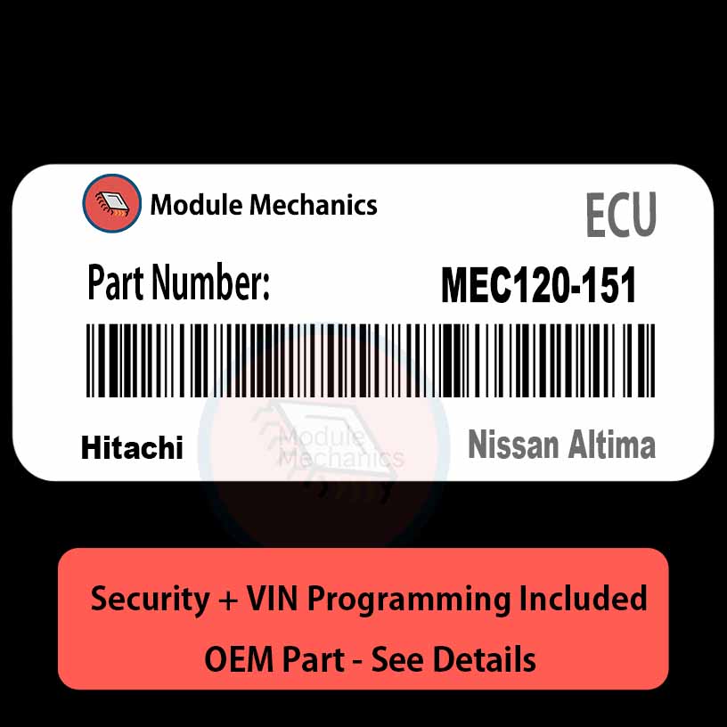 MEC120-151 ECU with PROGRAMMING - VIN & Security | Nissan Altima | ECM PCM Engine Control Computer OEM MEC120-151 ECU with PROGRAMMING - VIN & Security | Nissan Altima | ECM PCM Engine Control Computer OEM