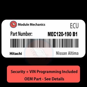 MEC120-190 B1 ECU with PROGRAMMING - VIN & Security | Nissan Altima | ECM PCM Engine Control Computer OEM
