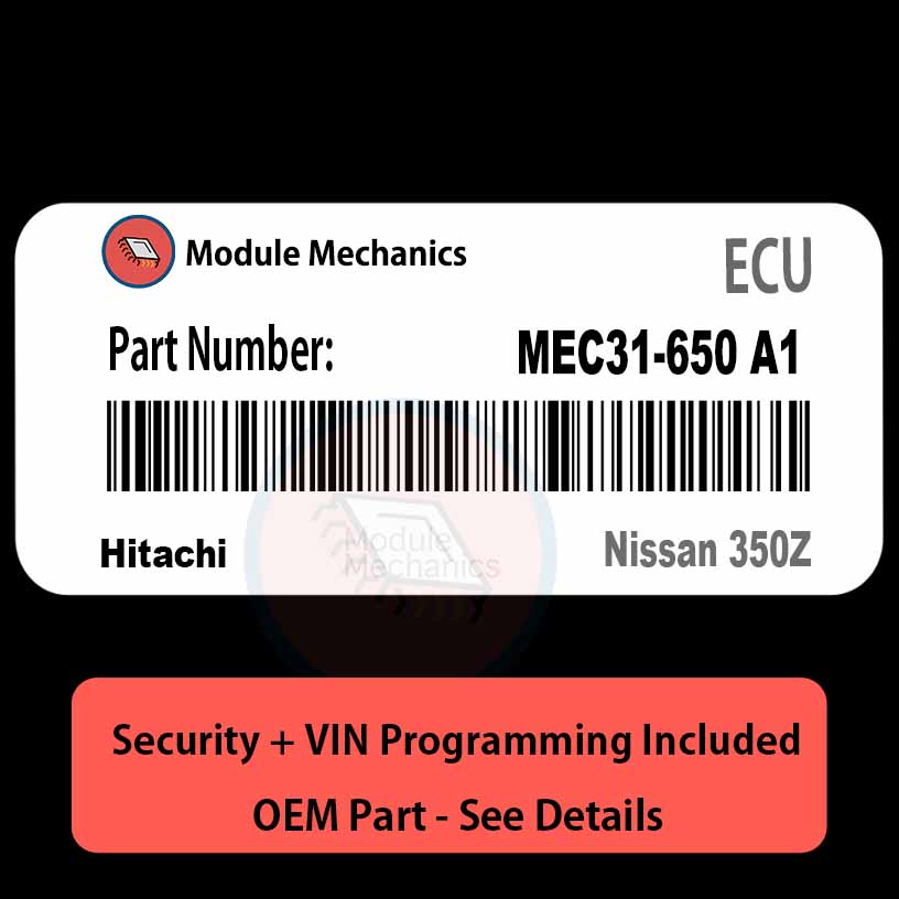 MEC31-650 A1 ECU with PROGRAMMING - VIN & Security | Nissan 350Z | ECM PCM Engine Control Computer OEM MEC31-650 A1 ECU with PROGRAMMING - VIN & Security | Nissan 350Z | ECM PCM Engine Control Computer OEM
