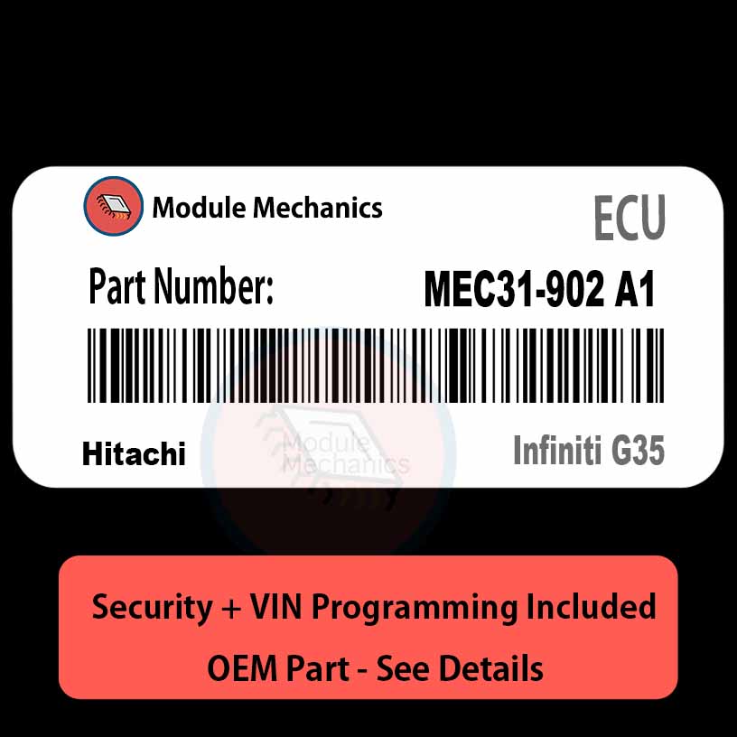 MEC31-902 A1 ECU with PROGRAMMING - VIN & Security | Infiniti G35 | ECM PCM Engine Control Computer OEM MEC31-902 A1 ECU with PROGRAMMING - VIN & Security | Infiniti G35 | ECM PCM Engine Control Computer OEM