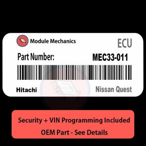 MEC33-011   ECU with PROGRAMMING - VIN & Security | Nissan Quest  | ECM PCM Engine Control Computer OEM