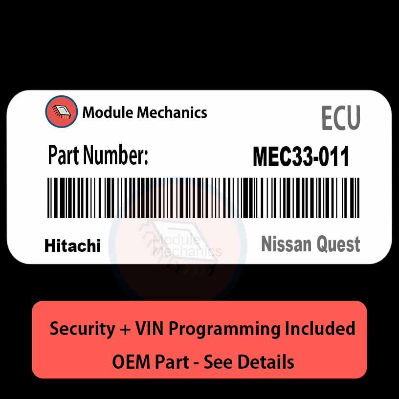 MEC33-011 ECU with PROGRAMMING - VIN & Security | Nissan Quest | ECM PCM Engine Control Computer OEM MEC33-011 ECU with PROGRAMMING - VIN & Security | Nissan Quest | ECM PCM Engine Control Computer OEM