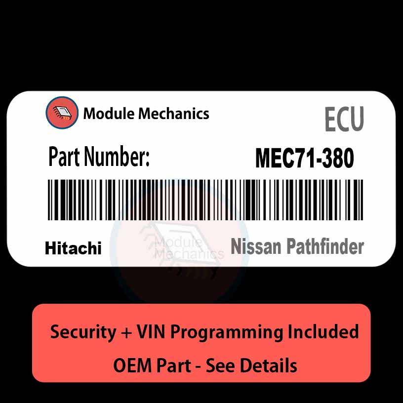 MEC71-380 ECU with PROGRAMMING - VIN & Security | Nissan Pathfinder | ECM PCM Engine Control Computer OEM MEC71-380 ECU with PROGRAMMING - VIN & Security | Nissan Pathfinder | ECM PCM Engine Control Computer OEM