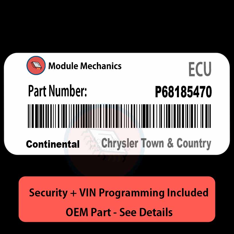 P68185470 ECU with PROGRAMMING - VIN & Security | Chrysler Town & Country | ECM PCM Engine Control Computer OEM P68185470 ECU with PROGRAMMING - VIN & Security | Chrysler Town & Country | ECM PCM Engine Control Computer OEM