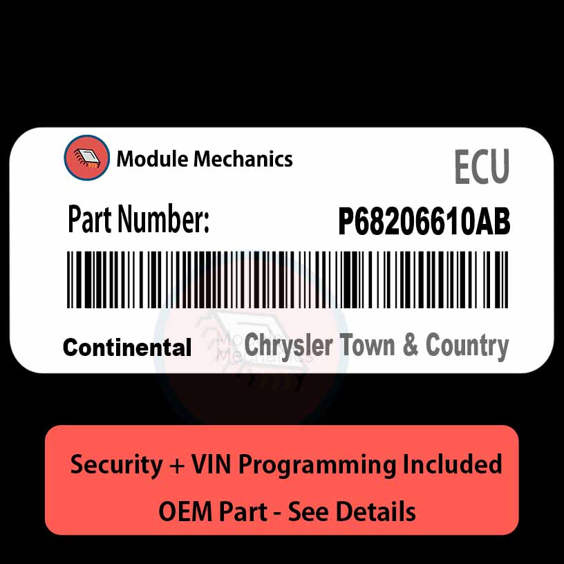 P68206610AB ECU with PROGRAMMING - VIN & Security | Chrysler Town & Country | ECM PCM Engine Control Computer OEM P68206610AB ECU with PROGRAMMING - VIN & Security | Chrysler Town & Country | ECM PCM Engine Control Computer OEM