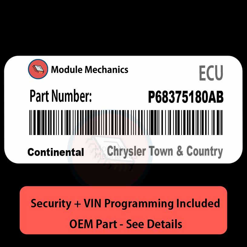 P68375180AB ECU with PROGRAMMING - VIN & Security | Chrysler Town & Country | ECM PCM Engine Control Computer OEM P68375180AB ECU with PROGRAMMING - VIN & Security | Chrysler Town & Country | ECM PCM Engine Control Computer OEM