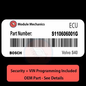 S110606001G ECU with PROGRAMMING - VIN & Security | Volvo S40 | ECM PCM Engine Control Computer OEM