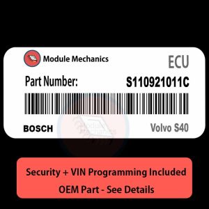 S110921011C ECU with PROGRAMMING - VIN & Security | Volvo S40 | ECM PCM Engine Control Computer OEM