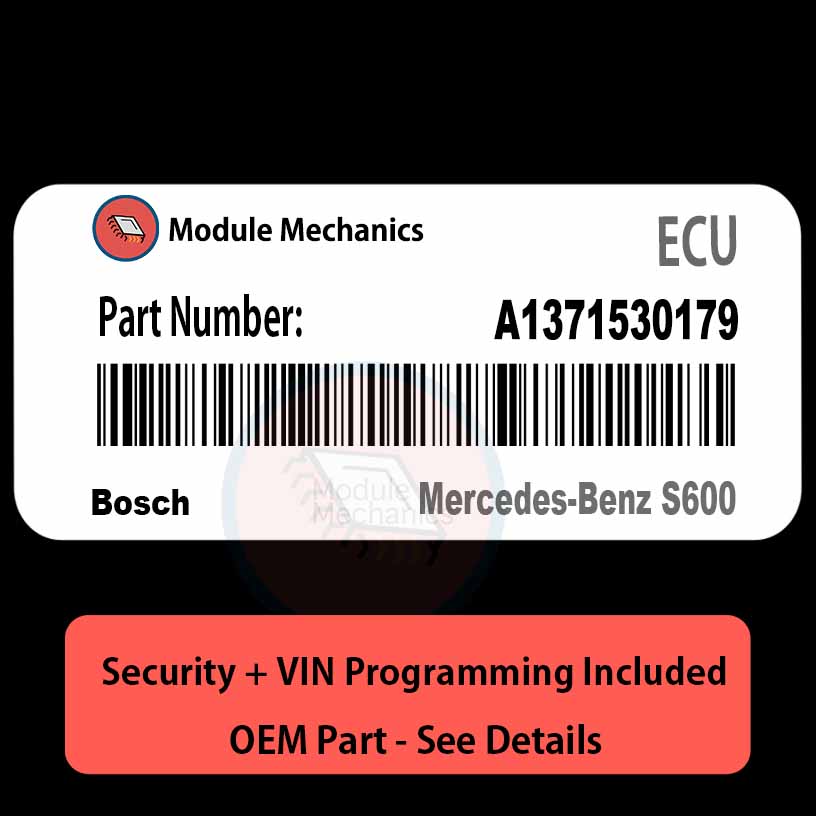 A1371530179 ECU with PROGRAMMING - VIN & Security | Mercedes-Benz S600 | ECM PCM Engine Control Computer OEM A1371530179 ECU with PROGRAMMING - VIN & Security | Mercedes-Benz S600 | ECM PCM Engine Control Computer OEM