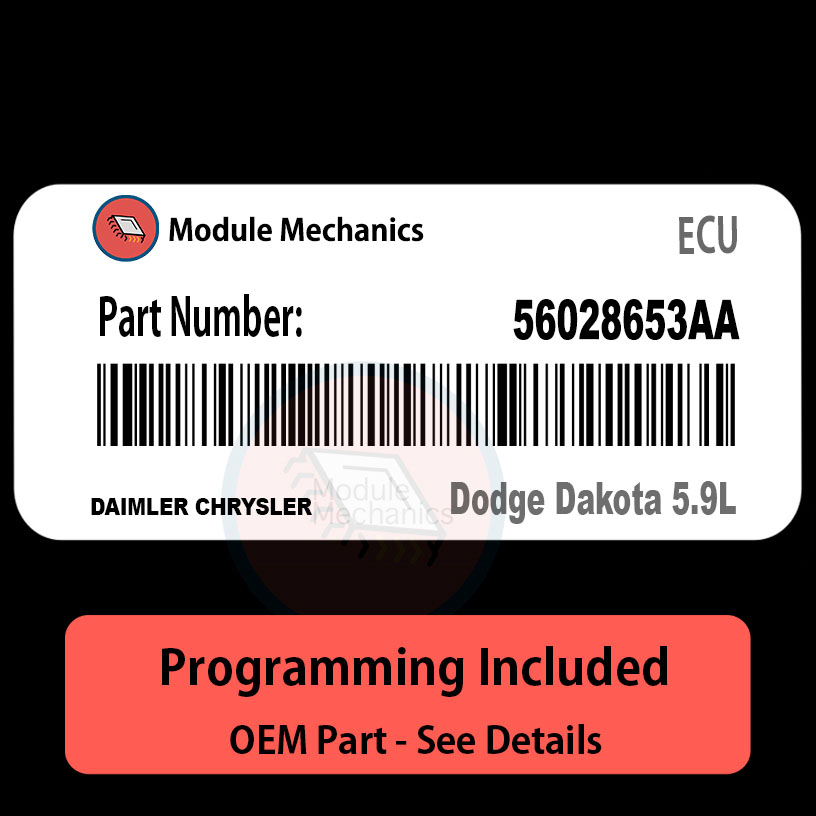P56028653AA ECU with PROGRAMMING - VIN & Security | Dodge Dakota 5.9L | ECM PCM Engine Control Computer OEM P56028653AA ECU with PROGRAMMING - VIN & Security | Dodge Dakota 5.9L | ECM PCM Engine Control Computer OEM