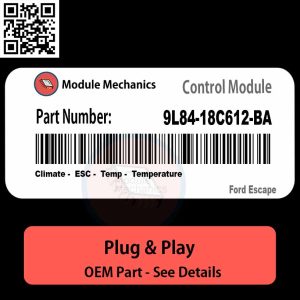 9L84-18C612-BA Climate, ESC, Temp, Temperature Module OEM | Ford Escape