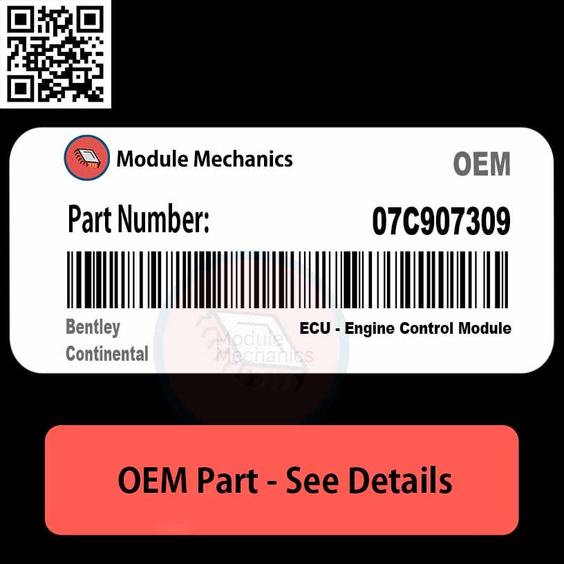 07C907309 ECU - Engine Control Module with Warranty | Bentley Continental | OEM Control Module 07C907309 ECU - Engine Control Module with Warranty | Bentley Continental | OEM Control Module