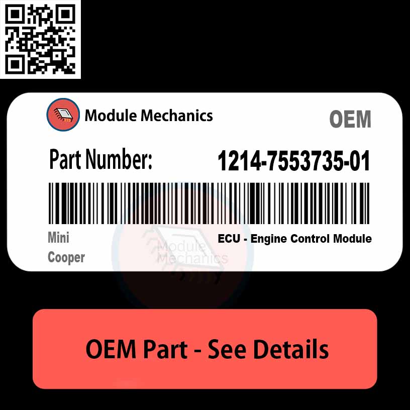 1214755373501 ECU - Engine Control Module with Warranty | Mini Cooper | OEM Control Module 1214755373501 ECU - Engine Control Module with Warranty | Mini Cooper | OEM Control Module