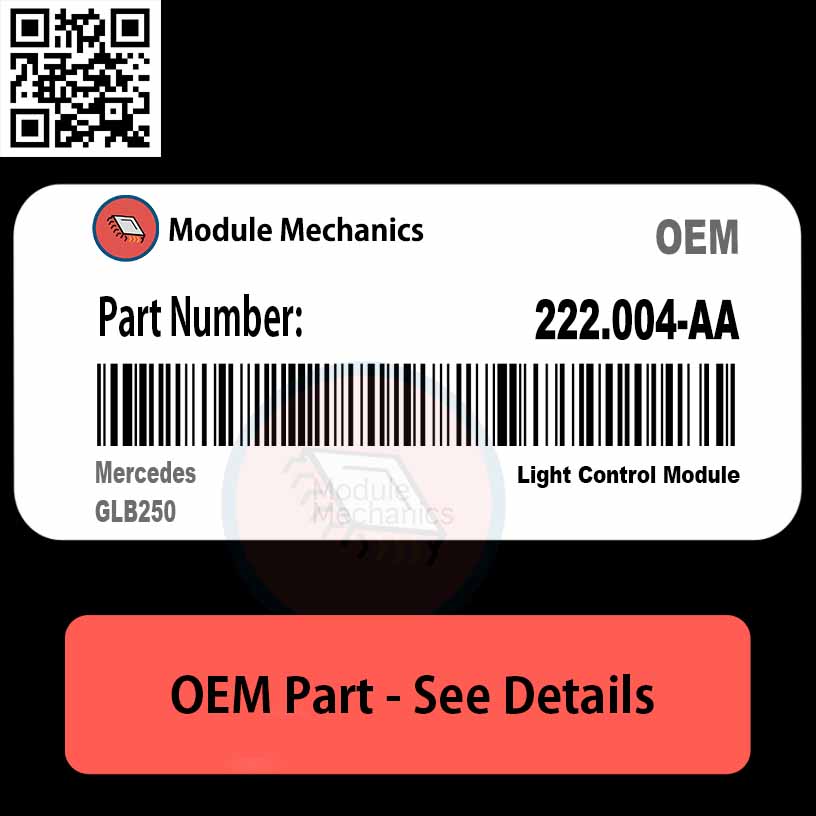 222.004-AA Light Control Module with Warranty | Mercedes GLB250 | OEM Control Module Close-up view of the 222.004AA part for Mercedes GLB250, showcasing its detailed design and features.