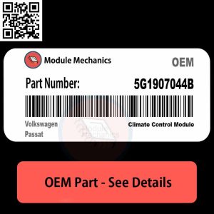 Volkswagen Passat part number 5G1907044B displayed on a clean background, showcasing its design and features.
