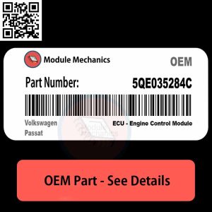 Close-up of a Volkswagen Passat part labeled 5QE035284C, showcasing its design and features.
