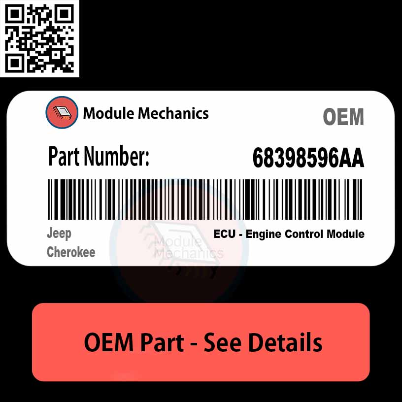 68398596AA ECU - Engine Control Module with Warranty | Jeep Cherokee | OEM Control Module 68398596AA ECU - Engine Control Module with Warranty | Jeep Cherokee | OEM Control Module