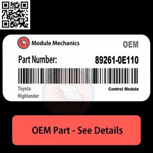 892610E110 part for Toyota Highlander, showcasing detailed design and structure for automotive applications.