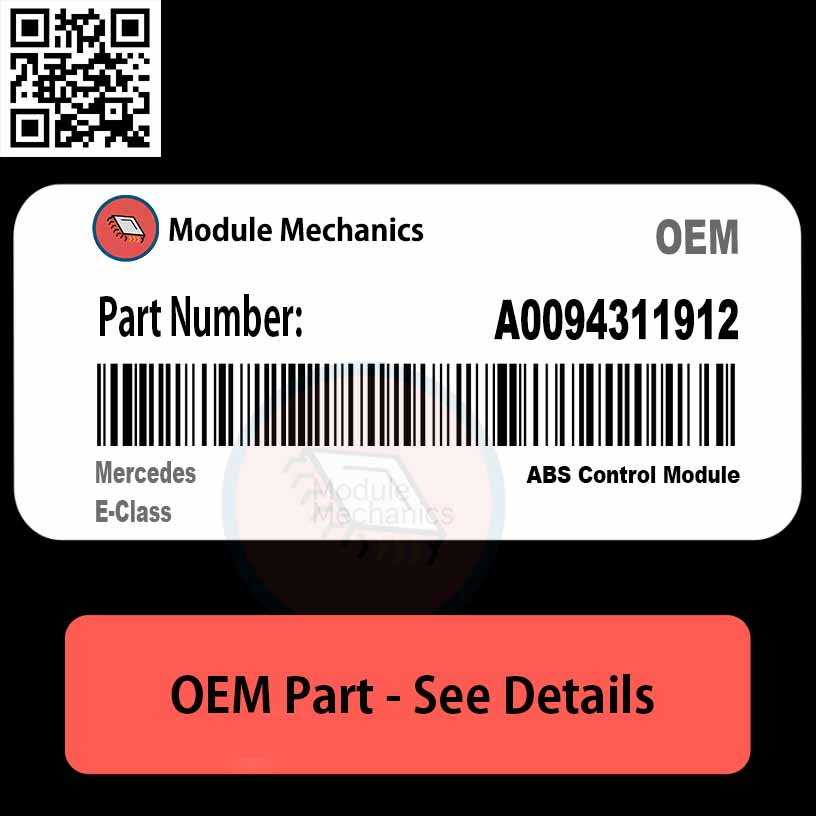 A0094311912 ABS Control Module with Warranty | Mercedes E-Class | OEM Control Module Mercedes E-Class A0094311912 part displayed against a neutral background, showcasing its design and features.