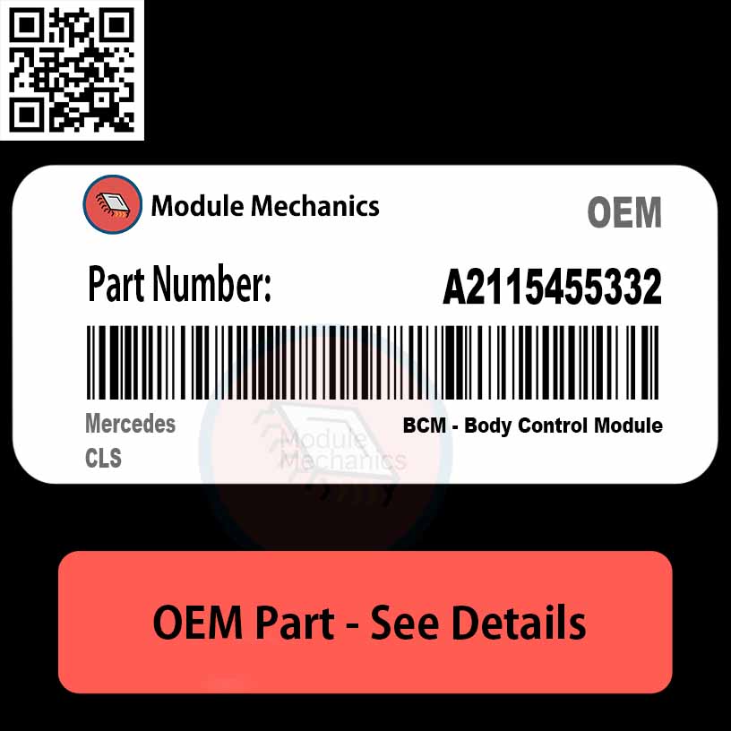 A2115455332 BCM - Body Control Module with Warranty | Mercedes CLS | OEM Control Module Mercedes CLS A2115455332 part with detailed design, showcasing its features for automotive enthusiasts.