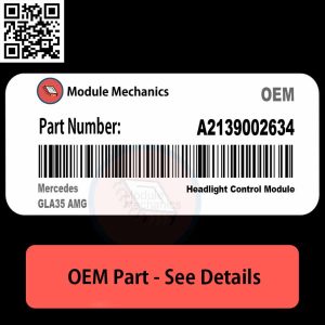 Close-up view of a Mercedes GLA 35 AMG part labeled A2139002634, showcasing its design and features.