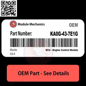 Close-up of a Mazda CX-5 car part labeled KA0G437E1G, showcasing its design and details.